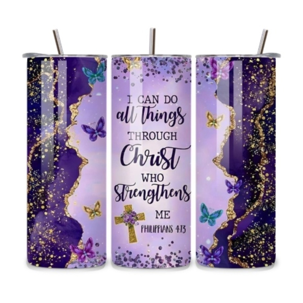 Purple Faith Philippians 20oz Stainless Steel Tumbler